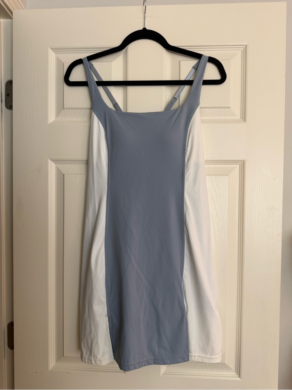 Gold Hinge Athletic Dress with Shorts. Light Blue and White Colorblock. NWT